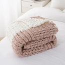 Battilo Chunky Knit Throw Blanket, Soft and Thick Chenille Throw Blanket, 50"x60" Handmade Cable Knit Crochet Blanket, Large Rope Knot Throw Blankets for Couch Sofa Bed Home Decor, Blush & White by CozyNest Decor