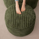 HIGOGOGO Round Stuffed Pouf Ottoman, Corduroy Poufs with High-Density Foam Filling, Furry and Fluffy Pouf Foot Stool Storage Ottoman, 20 X 15 Floor Poufs Foot Rest for Living Room, Green by CozyNest Decor