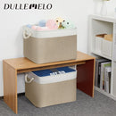 DULLEMELO Storage Baskets Large 16"x12"x12" Tall Rectangular Baskets Fabric Storage Bins for Organizing, Collapsible Shelf Baskets Boxes for Closet, Clothes, Toys (2 Pack,White&Khaki) by TinyTreasures Baby Boutique