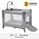 2-in-1 Baby Playard, Pack and Play Bassinet, Easy Folding Portable Crib with Music Mobile for Newborn to Toddlers (Grey) by TinyTreasures Baby Boutique