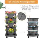 VECELO 5 Tier Vertical Garden Planter, Self Watering Stackable Planters with Wheels for Strawberries, Herbs, Flowers, Vegetables, Dark Gray by CozyNest Decor