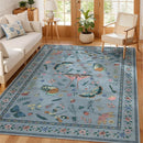 5x7 Washable Area Rug with Insect Print - Bug Rug Non-Shedding Stain Resistant Soft Carpet for Bedroom, Low Pile Ultra-Thin Machine Washable Carpet for Dining Room, Kids Nursery, Office (5'x7' Blue) by TinyTreasures Baby Boutique