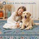 6x9 Rugs for Living Room with Insect Print - Bug Rug Non-Silp Stain Resistant Soft Carpet for Bedroom, Low Pile Ultra-Thin Machine Washable Carpet for Dining Room, Kids Nursery, Office (6'x6' Blue) by TinyTreasures Baby Boutique