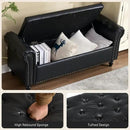 Furniliving 55” End of Bed Bench, Bedroom Bench with Button-Tufted, Large Upholstered Storage Ottoman Benches Entryway Bench with Storage Shoe Cabinet Bench, for Bedroom, Living Room, PU, Black by CozyNest Decor