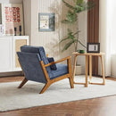 Karl home Accent Chair Wide Armrest Mid-Century Lounge Chair Chenille Armchair with Lumbar Pillow & Solid Wood Frame for Living Room, Bedroom, Balcony, Dusty-Blue by CozyNest Decor