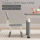 Kids Table and Chairs, Height Adjustable Childrens Table and Chair Set, Kids Tables for Age 2-8, Graffiti Desktop, Table for Kids with 2 Seats, Small Kids Table, Max 300lbs, Grey by CozyNest Decor