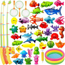 CozyBomB™ Magnetic Fishing Toys Game Set for Kids | Water Table Bathtub Kiddie Pool Party & Pole Rod Net, Plastic Floating Fish Toddler Color Ocean Sea Animals Birthday Age 3 4 5 6 Year by TinyTreasures Baby Boutique