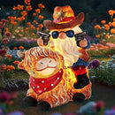 Solar Highland Cow Gnome Statue - Hand-Painted Resin Outdoor Decor for Garden & Yard, Unique Mothers Day Birthday Gifts for Grandma Women (Weatherproof) by CozyNest Decor