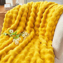 NEWCOSPLAY Faux Fur Throw Blanket Mustard Yellow Bubble Blanket Thick Warm Soft for Couch Sofa Bed 550GSM (Mustard Yellow, Throw(50"x60")) by CozyNest Decor