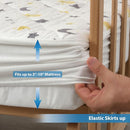 Waterproof Crib Mattress Protector Sheets,%100 Cotton Fabric, Absorbent Crib/Toddler Mattress Protector, Quilted, Certified, Noiseless Machine Wash, Moon&Star Pattern 52"x28" (Small Single, 2, Pack) by TinyTreasures Baby Boutique
