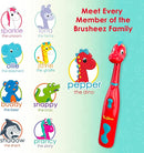 Brusheez Kids’ Electric Toothbrush Set - Safe & Effective for Ages 3+ - Parent Tested & Approved with Gentle Bristles, 2 Brush Heads, Rinse Cup, 2-Minute Timer, & Storage Base (Pepper The Dino) by TinyTreasures Baby Boutique