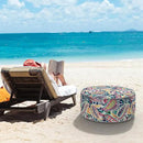 LVTXIII Indoor/Outdoor Inflatable Ottoman, D31 x H14 Inch Large Round Ottoman, All Weather Foot Rest Stool, Portable Footrest for Patio, Garden, Camping and Home - Vigour Paisley by CozyNest Decor