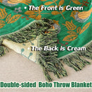 MSGKV Boho Throw Blanket 100% Cotton Green Blanket 90''x 98'' Double Sided Knit Blankets with Tassels Reversible Warm Soft Blanket Throw Blankets for Bed Sofa Living Room by CozyNest Decor
