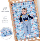 GROW WILD Blue Ocean Baby Crib Sheets for Boys (3 Pack) - Jersey Knit Fitted Sheet (52" x 28"), Toddler Bedding Set & Baby Boy Crib Bedding Set, Turtles and Sea Animals Theme by TinyTreasures Baby Boutique