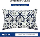 HWY 50 Navy Blue Decorative Lumbar Pillow Cover Rectangle 12x20 Inch (1 Piece), Embroidered Cotton Farmhouse Cushion Cover Pillow Case for Sofa Couch Living Room Bed, Minimalist Floral by CozyNest Decor
