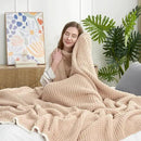 Snuggle Sac Waffle Throw Blanket for Couch Bed Sofa 50x60 inches, Reversible Beige Blanket Microfiber Fluffy Fuzzy Cozy Knit Soft Throws for Women Mothers Birthday Gifts by CozyNest Decor