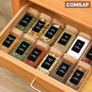 ComSaf 6Pcs 10 oz Large Spice Jars with Label Trial Set, Glass Spice Jars with Bamboo Lids Supplementary Set, Seasoning Container Trial Pack, Perfect for Ktichen Starter by CozyNest Decor