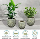 Craft flowerpots 18"+13"+19" Dia Round Concrete Planter Set of 3 Large Outdoor/Indoor Planter Pots Containers with Drainage Holes and Rubber Plug for Home Garden (Green, Large) by CozyNest Decor