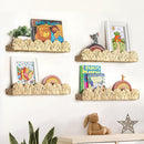 AELS Scalloped Nursery Bookshelf, Set of 4, Picture Ledge Shelf for Wall Decor, Woven Natural Water Hyacinth Floating Shelves for Books, Toys, Photo Frames, Nursery, Boho Modern Farmhouse Book Shelf by TinyTreasures Baby Boutique