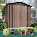 Gizoon Outdoor Storage Shed 6 x 4 FT, Galvanized Metal Garden Shed with Double Lockable Doors, Outdoor Storage Clearance for Backyard Patio Lawn-Light Brown by GreenHaven Gardens