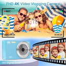 Digital Camera for Teens, FHD 4K 44MP with 64GB SD Card, 16X Digital Zoom, Compact Point Shoot Camera Blue by TinyTreasures Baby Boutique