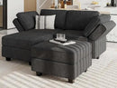 Bellfin Modular Sectional Sleeper Sofa Convertible Sofas with Storage Ottomans Small Sectional Couches for Living Room. Black Couch by CozyNest Decor