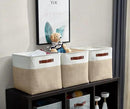 DECOMOMO Storage Cubes, 11x11 Cube Storage Bins, Baskets for Shelves (Beige & White, Cube 11" - 4 Pack) by CozyNest Decor