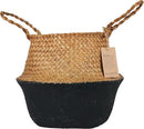 Basket Planter – Woven Seagrass Plant Pot for Tall Indoor Artificial Plants, Wicker Rattan Planters for Boho Decor 9-10 Inches (Black Bottom, Large) by GreenHaven Gardens