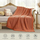 Amélie Home Chenille Knit Throw Blanket for Couch, Chevron Texture Decorative Soft Blanket for Sofa, Bed & Chair, 50"x60", Burnt Orange by CozyNest Decor