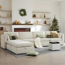 CHITA Oversized Modular Sectional Fabric Sofa Set, FSC Certified Extra Large U Shaped Couch Reversible Chaise Modular Sectional Couch, 146 inch Width, 6 Seat Modular Sofa with Storage Ottomans, Linen by CozyNest Decor