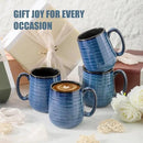 Hasense Coffee Mugs Set of 6, 12 Ounce Coffee Cups Set with Handle, Ceramic Tea Mugs for Kitchen, Blue Latte Mugs for Coffee,Cocoa, Tea, Stylish Mug Gift, Dishwasher and Microwave Safe by CozyNest Decor