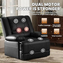 Large Dual Motor Power Lift Recliner Chair with Massage and Heat for Elderly People, Infinite Position,USB Ports and Remote Control,Breathable Leather (Black) by CozyNest Decor