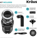 KRAUS WasteGuard 1/3 HP Ultra-Quiet Garbage Disposal with Quick Connect, Kitchen Sink Drain Cover, Power Cord and Flange Included, KWD100-33MBL by CozyNest Decor