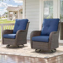 Outdoor Swivel Rcoker Patio Chairs - Outdoor Swivel Patio Chairs Set of 2 Wicker Chair Patio Furniture Sets with Covered Cushion for Porch Deck Balcony Garden, Blue by GreenHaven Gardens