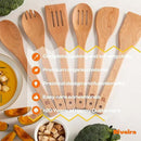 Riveira Cherry Wooden Spoons for Cooking Set of 6 – Natural Cherry Wooden Cooking Utensils, Wooden Spatula, Wooden Spoon - Premium Quality Wooden Utensil Set for Non-Toxic Cooking by CozyNest Decor