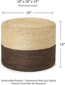 REDEARTH · Cylindrical Pouf Foot Stool Ottoman - Jute Braided Pouffe Poof Accent Sitting Footrest for Living Room, Bedroom, Nursery, Patio, Lounge & Other Rooms (Natural Acorn, 18"x18"x14") by CozyNest Decor