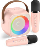 Karaoke Machine for Kids Adults, Mini Portable Bluetooth Karaoke Speaker with 2 Wireless Microphone and Lights, Christmas Birthday Gifts for Girls Ages 4, 5, 6, 7, 8, 9, 10, 12+ Family Home Party by TinyTreasures Baby Boutique