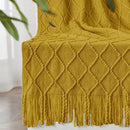 inhand Knitted Throw Blanket for Couch and Bed, Soft Living Room Home Decor Knitted Blanket with Tassel, Outdoor Lightweight Breathable Summer Blanket, Farmhouse Warm Woven Decorative, 50"x60" by CozyNest Decor