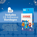 Bioswiss Bandages, Beastie Squad Shaped Self Adhesive Bandage, Latex Free Sterile Wound Care, Fun First Aid Kit Supplies for Kids and Adults, 24 Count by TinyTreasures Baby Boutique