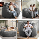 Hobestluk 6FT Bean Bag Chair Bean Bag Chairs for Adults Giant Bean Chairs with Velvet Cover, Memory Foam BeanBag Chair Fluffy BeanBag Chairs for Living Room, Bedroom- Grey (70" x 70" x 15") by CozyNest Decor