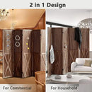 6 Panel Pegboard Room Divider, 5.6Ft Pegboard Display Folding Privacy Screens, Wood Room Divider Peg Board Display Freestanding for Trade Show Craft Show Home Wall Organizer, Brown by CozyNest Decor