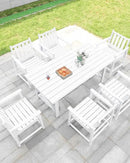 7 Pieces HDPE Outdoor Dining Set, Patio Dining Set with Umbrella Hole, All Weather Outdoor Dining Table Sets for 6, HDPE Patio Furniture Sets for Deck, Backyard, Lawn, and Poolside, Pearl by CozyNest Decor