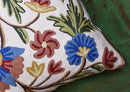 Dahlia Floral Pillow Cover - Cream Flower Pillowcase - Outdoor Cushion - Suzani Farmhouse Chair Throw - Traditional Chair Cushions - Hand Embroidered Wool Size - 18x18 by CozyNest Decor