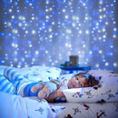 JMEXSUSS 300LED Christmas Curtain Lights Plug in with Remote, Blue and White Christmas Lights Indoor Outdoor, 8 Modes Hanging Fairy String Lights for Bedroom Window Wall Yard Patio Decor, 9.8x9.8ft by CozyNest Decor