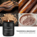 Teakwood & Mahogany Candle | Masculine Candles for Men, Gifts for Men - Soy Candle for Home Scented - Scented Candles for Home, Aromatherapy Gifts Long Lasting Burn Time - 7oz Black Jar by CozyNest Decor