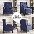 EBELLO 2 Pcs Pushback Recliner Chairs, Fabric Armchair Push Back Recliner with Rivet Decoration, Single Sofa Accent Chair for Living Room, Bedroom, Blue by CozyNest Decor