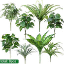 Artificial Greenery Plants Fake Plastic Leaves with Stems UV Resistant Large Bunches Outside Faux Plants Bushes for Outdoor Patio Garden Front Porch Yard Decor (Green) by CozyNest Decor