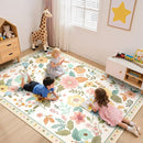 Floral 5x7 Area Rug Machine Washable Soft Print Boho Carpet Non Slip Doormat Low Pile Flower Area Rugs for Living Room Bedroom Nursery Kitchen Dining Room Indoor-Beige/White/Orange by TinyTreasures Baby Boutique