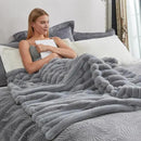 Cozy Bliss Faux Fur Throw Blanket for Couch, Cozy Warm Plush Striped Blanket for Sofa Bedroom Living Room,60 * 80 Inches Grey by CozyNest Decor