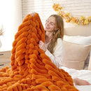 Cozy Bliss Fall Harvest Faux Fur Throw Blanket for Couch, Cozy Warm Plush Striped Blanket for for Decorating Couch Sofa Bedroom Living Room,60 * 80 Inches Burnt Orange by CozyNest Decor